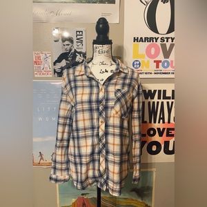 White, Navy, and Orange Flannel